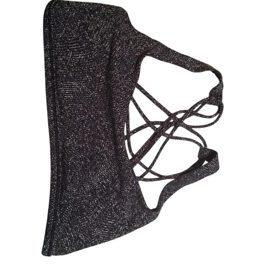 Lululemon Free to Be Wild Strappy Sports Bra Black White Heathered Dye Size 6 - Picture 3 of 7